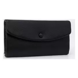 Кошелёк женский, 2 отдела на кнопке, цвет чёрный