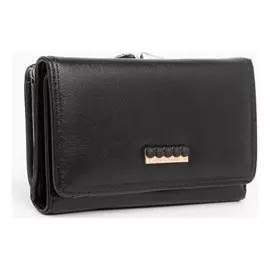 Кошелёк женский, 2 отдела на кнопке, цвет чёрный