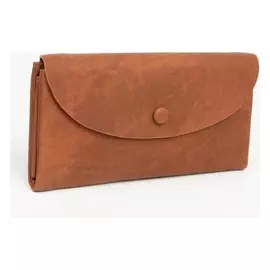 Кошелёк женский, 2 отдела на кнопке, цвет коричневый