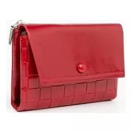 Кошелёк женский, 2 отдела на кнопке, цвет красный
