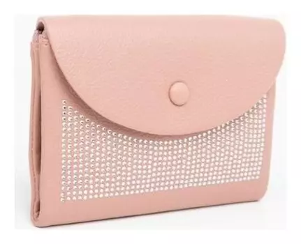 Кошелёк женский, 2 отдела на кнопке, цвет розовый
