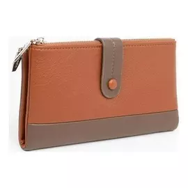 Кошелёк женский, 2 отдела на кнопке, цвет рыжий/коричневый