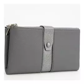 Кошелёк женский, 2 отдела на кнопке, цвет серый
