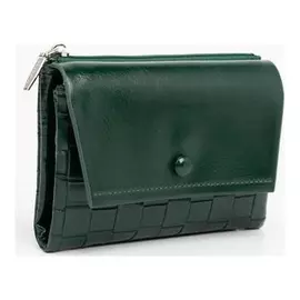 Кошелёк женский, 2 отдела на кнопке, цвет зелёный
