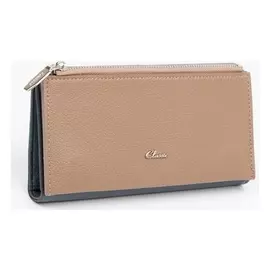 Кошелёк женский, 2 отдела на магнитах, цвет бежевый/серый