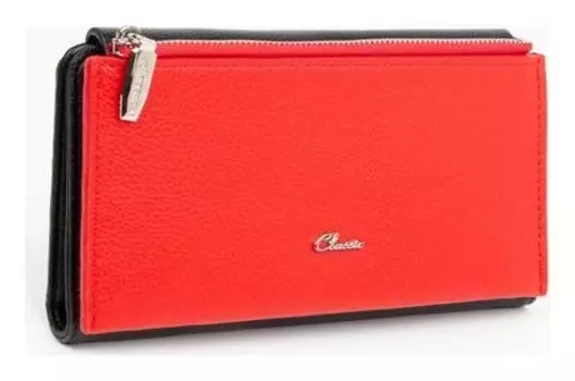 Кошелёк женский, 2 отдела на магнитах, цвет красный/чёрный