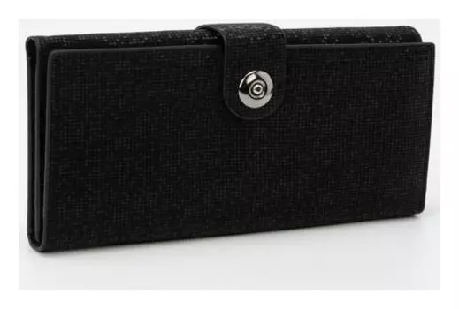 Кошелёк женский, 2 отдела на магните, цвет чёрный