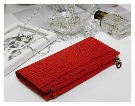 Кошелёк женский, 2 отдела на молниях, цвет красный