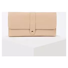 Кошелёк женский, 3 отдела на клапане, цвет бежевый