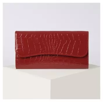 Кошелёк женский, 3 отдела на клапане, цвет красный