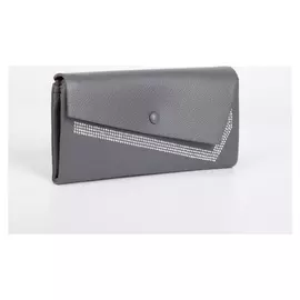 Кошелёк женский, 3 отдела на клапане, цвет серый