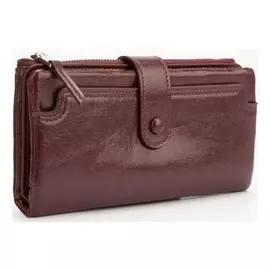 Кошелёк женский, 3 отдела на кнопке, цвет бордовый