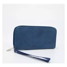 Кошелёк женский, 3 отдела на молнии, цвет синий