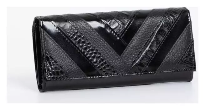 Кошелёк женский, 4 отдела на магнитах, цвет чёрный