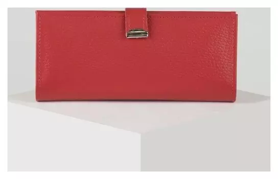 Кошелёк женский из натуральной кожи флотер с отделом на клапане Цвет красный