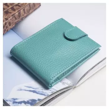 Кошелёк женский из натуральной кожи, отдел на клапане, цвет бирюзовый