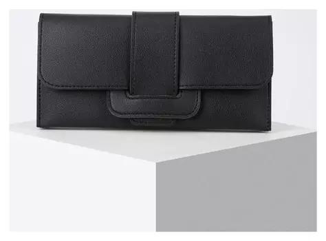 Кошелёк женский, отдел на клапане, цвет чёрный