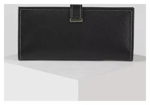 Кошелёк женский, отдел на клапане, цвет чёрный