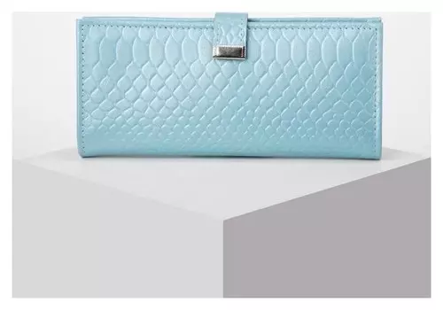 Кошелёк женский, отдел на клапане, цвет голубой