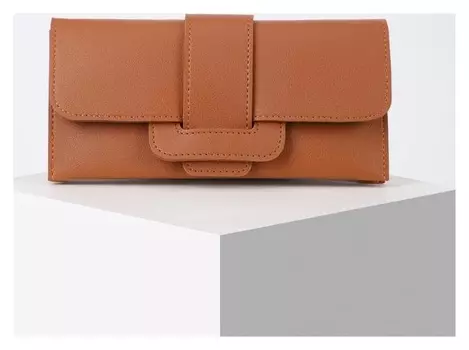 Кошелёк женский, отдел на клапане, цвет коричневый