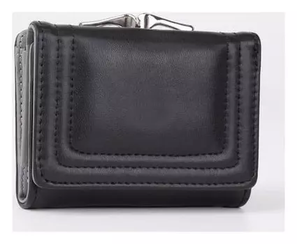 Кошелёк женский, отдел на кнопке, цвет чёрный