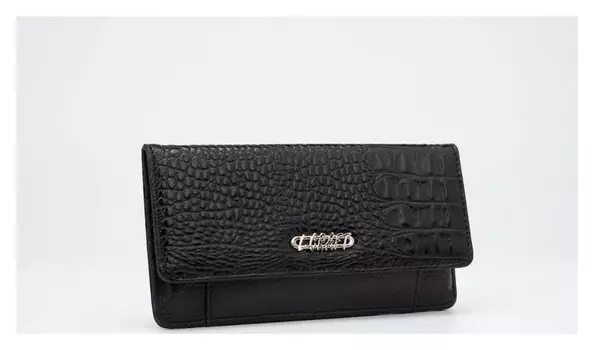 Кошелёк женский, отдел на кнопке, цвет чёрный