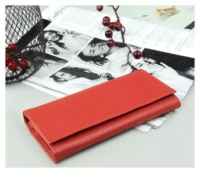 Кошелёк женский с 2мя отделами на молнии внутри красный