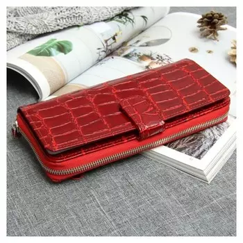 Кошелёк женский с клапаном 4 отдела на молнии Натуральная кожа