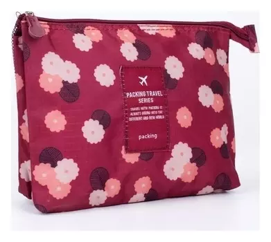 Косметичка, 2 отдела на молниях, цвет бордовый