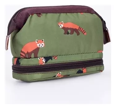 Косметичка, 2 отдела на молниях, цвет зелёный