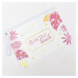 Косметичка для купальника, отдел на молнии, цвет белый / розовый