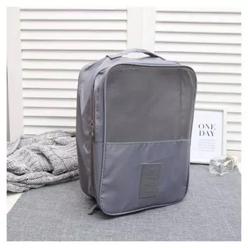 Косметичка дорожная, 2 отдела с карманами на липучке, крючок, цвет серый, вертикальная