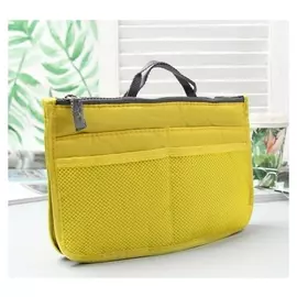 Косметичка дорожная, 3 отдела на молниях, 10 наружных карманов, цвет жёлтый