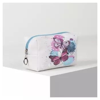 Косметичка дорожная на молнии Бабочки, цвет серый