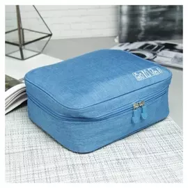 Косметичка дорожная на молнии, цвет светло-синий