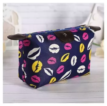 Косметичка дорожная, отдел на молнии, цвет синий Силуэты губ