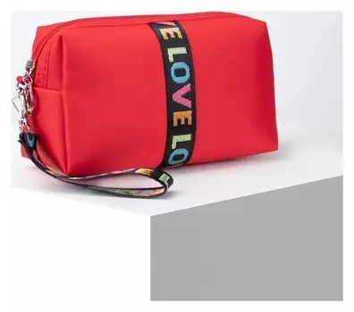 Косметичка дорожная, отдел на молнии, с ручкой, цвет красный