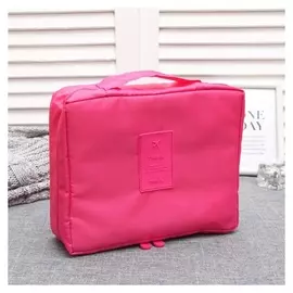Косметичка дорожная, отдел с карманами на молнии, цвет малиновый