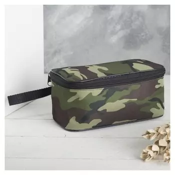 Косметичка дорожная с отделом на молнии и ручкой цвет зелёный