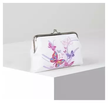 Косметичка-фермуар, отдел на рамке, цвет белый