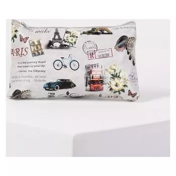 Косметичка из искусственной кожи, отдел на молнии, цвет серый