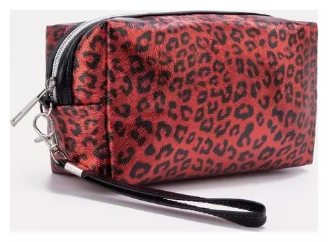Косметичка на молнии, цвет красный