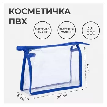 Косметичка на молнии, цвет синий