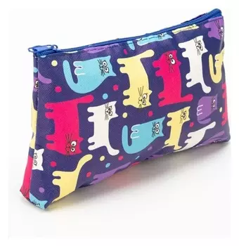 Косметичка на молнии, цвет синий/разноцветный