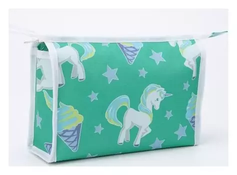 Косметичка на молнии, с подкладом, цвет зелёный