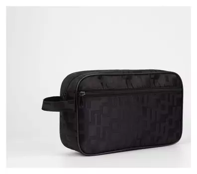 Косметичка на молнии, с подкладом, наружный карман, ручка, цвет чёрный