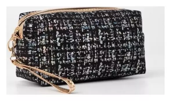 Косметичка на молнии, с ручкой, цвет чёрный