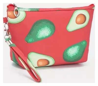 Косметичка на молнии, с ручкой, цвет красный