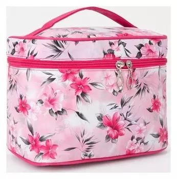 Косметичка на молнии, с зеркалом, цвет розовый