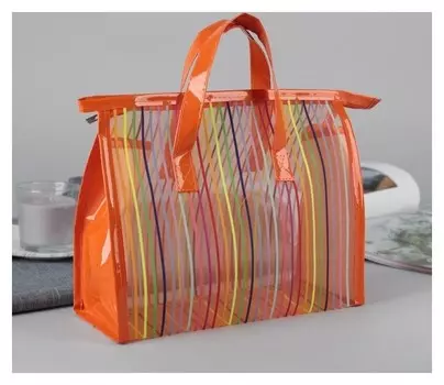 Косметичка, отдел на молнии, 2 ручки, цвет оранжевый